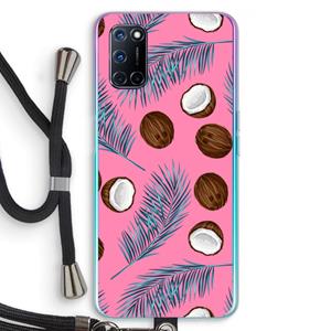 CaseCompany Kokosnoot roze: Oppo A92 Transparant Hoesje met koord