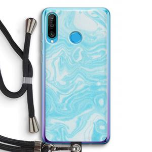 CaseCompany Waterverf blauw: Huawei P30 Lite Transparant Hoesje met koord