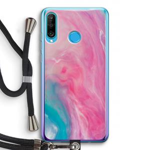 CaseCompany Roze explosie: Huawei P30 Lite Transparant Hoesje met koord