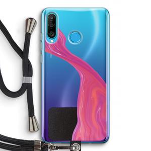 CaseCompany Paarse stroom: Huawei P30 Lite Transparant Hoesje met koord