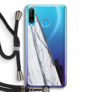 CaseCompany Gestreepte marmer: Huawei P30 Lite Transparant Hoesje met koord