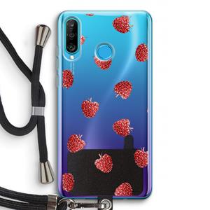 CaseCompany Framboosjes: Huawei P30 Lite Transparant Hoesje met koord