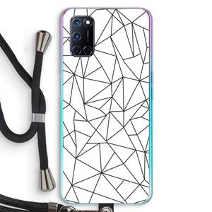CaseCompany Geometrische lijnen zwart: Oppo A92 Transparant Hoesje met koord