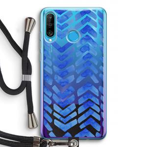 CaseCompany Blauwe pijlen: Huawei P30 Lite Transparant Hoesje met koord