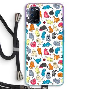CaseCompany Kleurrijke katten: Oppo A92 Transparant Hoesje met koord