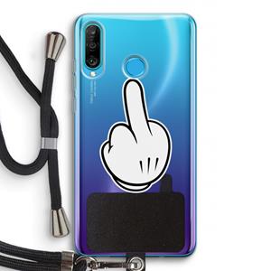 CaseCompany Middle finger white: Huawei P30 Lite Transparant Hoesje met koord