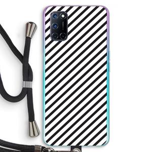 CaseCompany Strepen zwart-wit: Oppo A92 Transparant Hoesje met koord