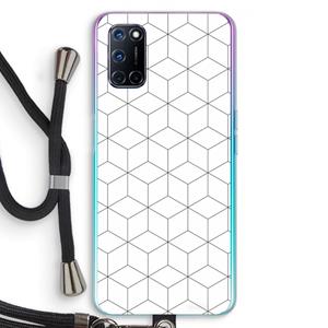 CaseCompany Zwart-witte kubussen: Oppo A92 Transparant Hoesje met koord