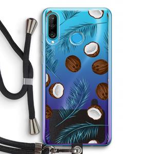CaseCompany Kokosnoot roze: Huawei P30 Lite Transparant Hoesje met koord