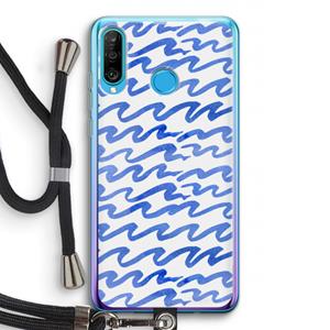CaseCompany Blauwe golven: Huawei P30 Lite Transparant Hoesje met koord