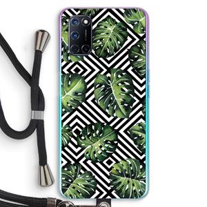 CaseCompany Geometrische jungle: Oppo A92 Transparant Hoesje met koord