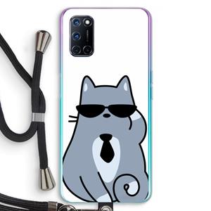 CaseCompany Cool cat: Oppo A92 Transparant Hoesje met koord