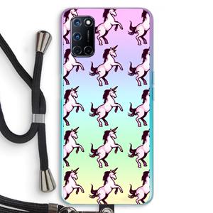 CaseCompany Musketon Unicorn: Oppo A92 Transparant Hoesje met koord