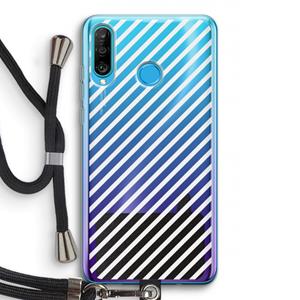 CaseCompany Strepen zwart-wit: Huawei P30 Lite Transparant Hoesje met koord