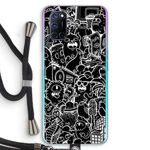 CaseCompany Vexx Black City : Oppo A92 Transparant Hoesje met koord
