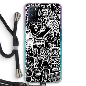 CaseCompany Vexx Black Mixtape: Oppo A92 Transparant Hoesje met koord