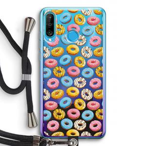 CaseCompany Pink donuts: Huawei P30 Lite Transparant Hoesje met koord