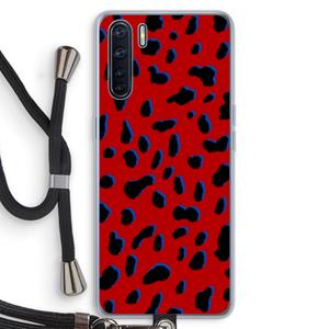 CaseCompany Red Leopard: Oppo A91 Transparant Hoesje met koord