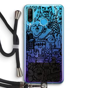CaseCompany Vexx Black Mixtape: Huawei P30 Lite Transparant Hoesje met koord