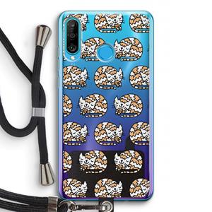 CaseCompany Slapende poes: Huawei P30 Lite Transparant Hoesje met koord