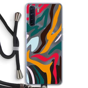 CaseCompany Colored Zebra: Oppo A91 Transparant Hoesje met koord