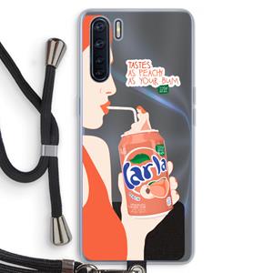 CaseCompany Peach please!: Oppo A91 Transparant Hoesje met koord