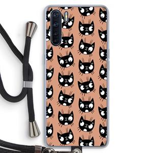 CaseCompany Kat: Oppo A91 Transparant Hoesje met koord