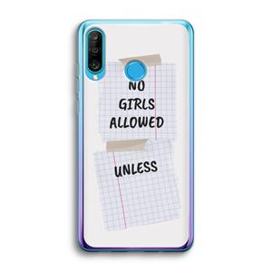 CaseCompany No Girls Allowed Unless: Huawei P30 Lite Transparant Hoesje