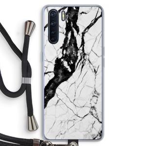 CaseCompany Witte marmer 2: Oppo A91 Transparant Hoesje met koord