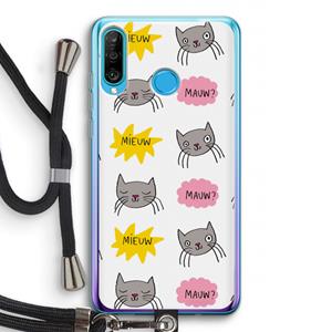 CaseCompany Meow: Huawei P30 Lite Transparant Hoesje met koord