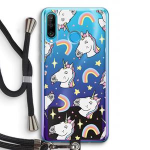 CaseCompany Rainbow Unicorn: Huawei P30 Lite Transparant Hoesje met koord
