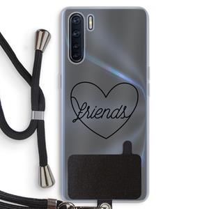 CaseCompany Friends heart black: Oppo A91 Transparant Hoesje met koord