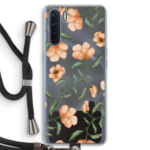 CaseCompany Peachy flowers: Oppo A91 Transparant Hoesje met koord