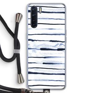 CaseCompany Ink Stripes: Oppo A91 Transparant Hoesje met koord