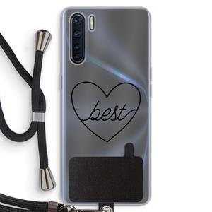CaseCompany Best heart black: Oppo A91 Transparant Hoesje met koord