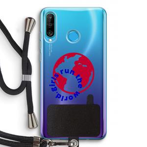 CaseCompany Run The World: Huawei P30 Lite Transparant Hoesje met koord