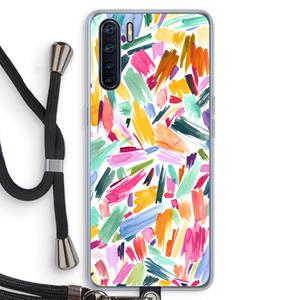 CaseCompany Watercolor Brushstrokes: Oppo A91 Transparant Hoesje met koord