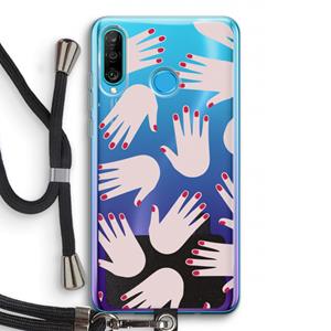CaseCompany Hands pink: Huawei P30 Lite Transparant Hoesje met koord