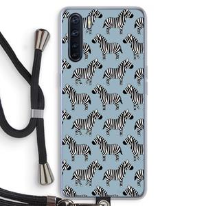 CaseCompany Zebra: Oppo A91 Transparant Hoesje met koord