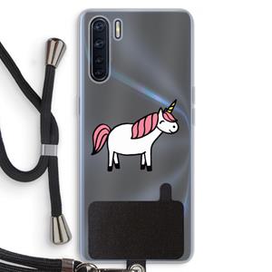 CaseCompany Eenhoorn: Oppo A91 Transparant Hoesje met koord