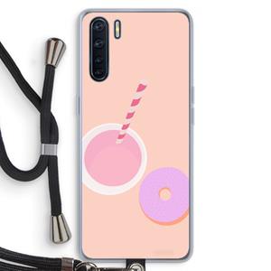 CaseCompany Donut: Oppo A91 Transparant Hoesje met koord