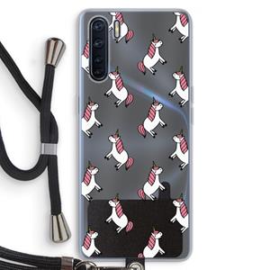 CaseCompany Eenhoorns overal: Oppo A91 Transparant Hoesje met koord