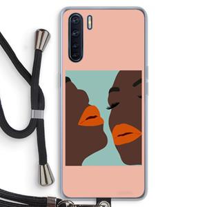 CaseCompany Orange lips: Oppo A91 Transparant Hoesje met koord
