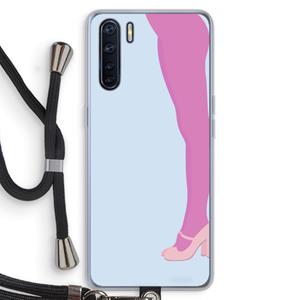 CaseCompany Pink panty: Oppo A91 Transparant Hoesje met koord
