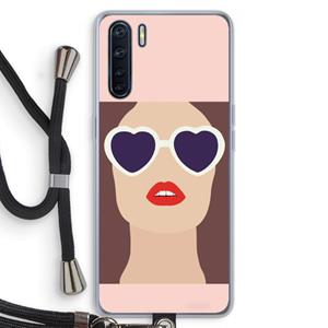 CaseCompany Red lips: Oppo A91 Transparant Hoesje met koord