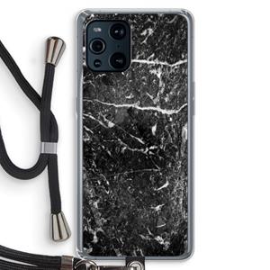CaseCompany Zwart marmer: Oppo Find X3 Transparant Hoesje met koord
