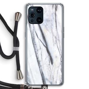 CaseCompany Gestreepte marmer: Oppo Find X3 Transparant Hoesje met koord