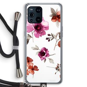 CaseCompany Geschilderde bloemen: Oppo Find X3 Transparant Hoesje met koord