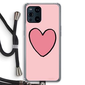 CaseCompany Hartje: Oppo Find X3 Transparant Hoesje met koord
