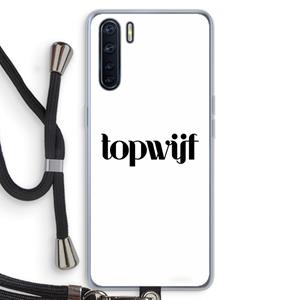 CaseCompany Topwijf Wit: Oppo A91 Transparant Hoesje met koord